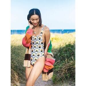 AGUA BENDITA Cafe Embroidered One Piece Swimsuit